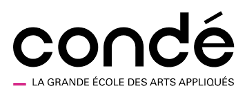 Logo de l'école Condé, mentionnant 'LA GRANDE ÉCOLE DES ARTS APPLIQUÉS'.